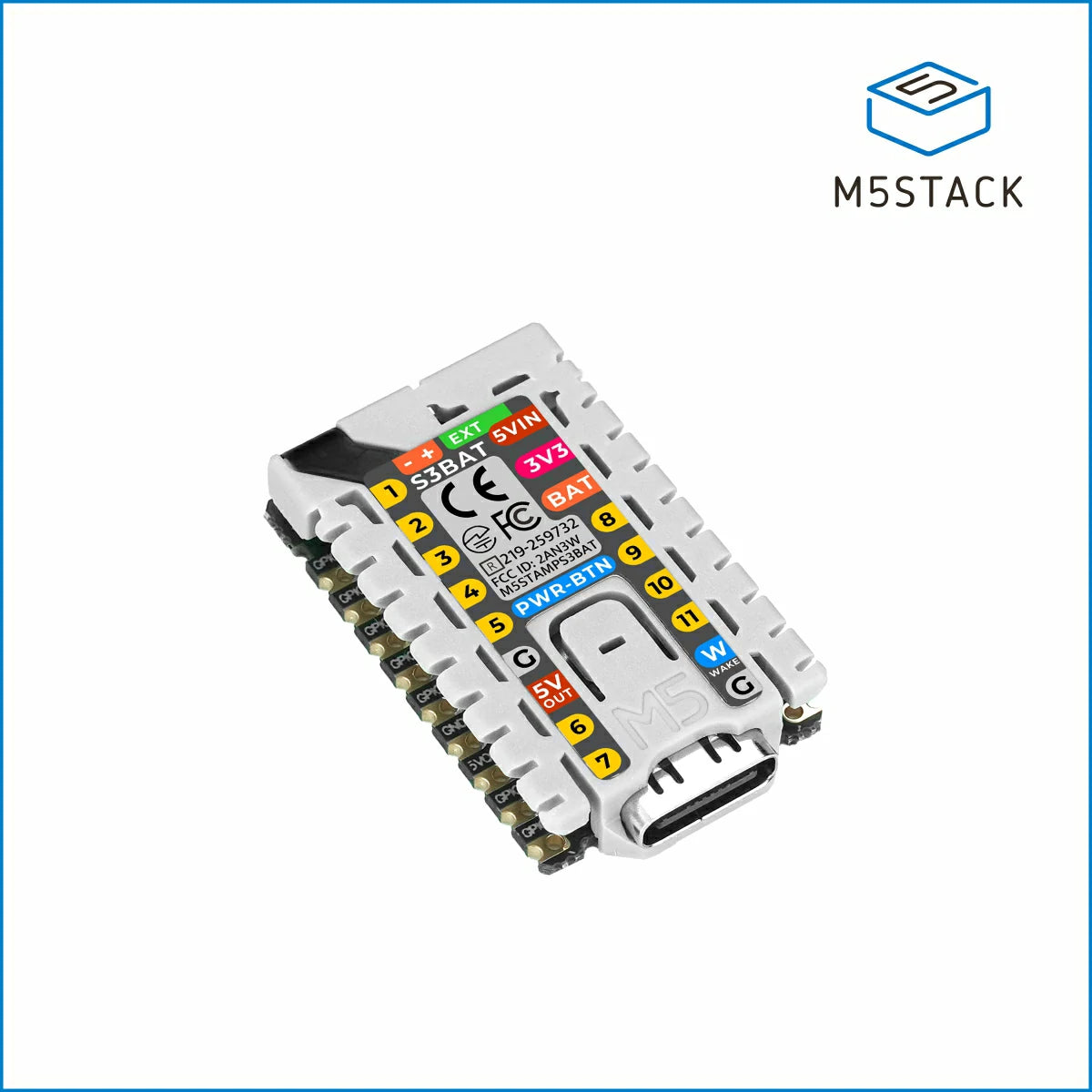 M5StampS3 BAT Module with Battery Connector - m5stack-store