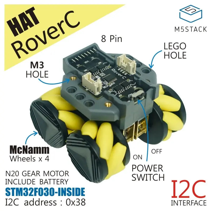 M5stickc Rover Camera M5Stack RoverC(W/O M5StickC) - Omnidirectional Robot Base Mecanum ...