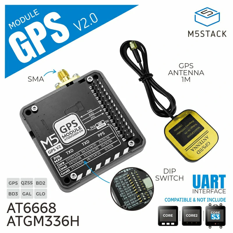 GPS Module v2.0 with External Antenna (AT6668) | m5stack-store