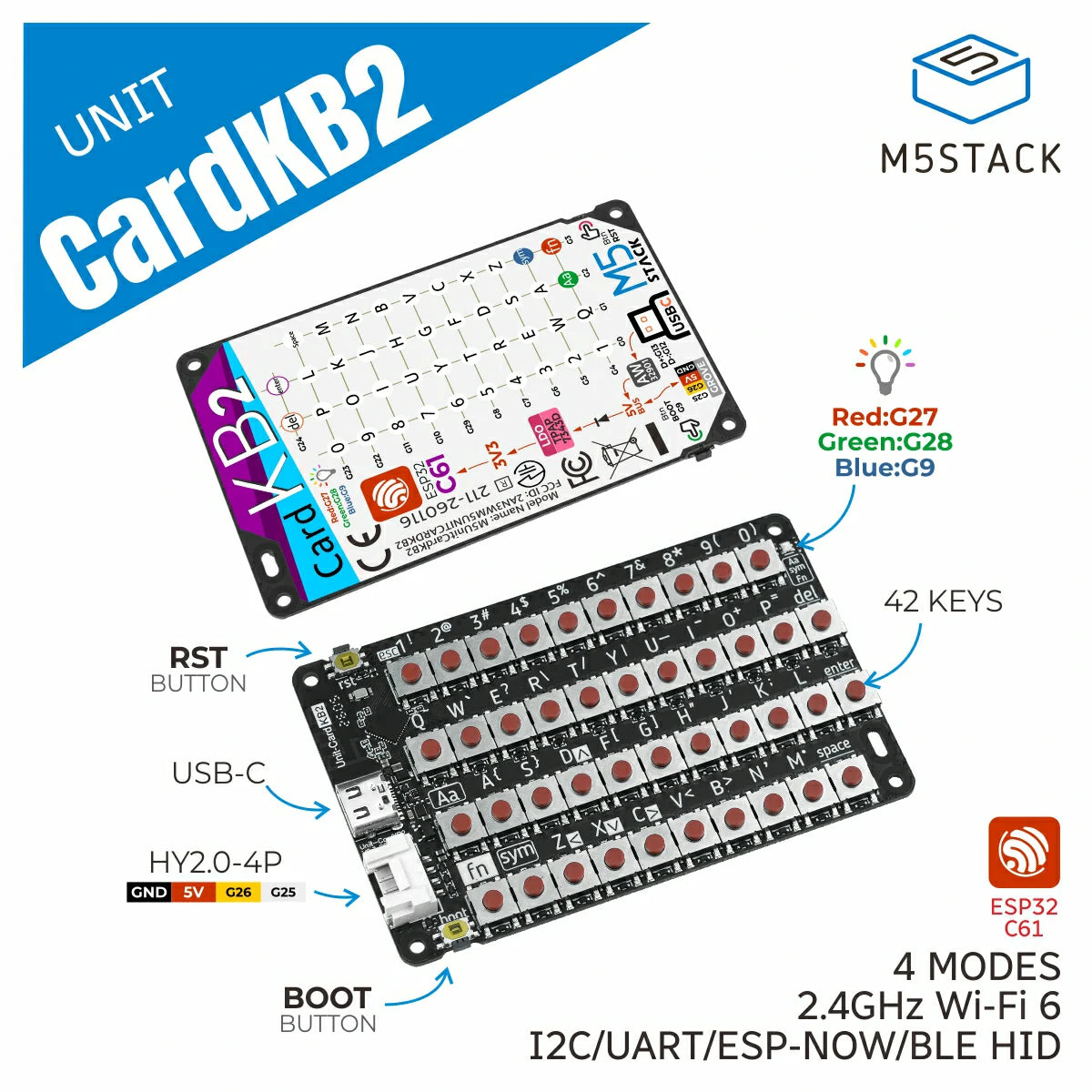 CardKB2 Keyboard Unit (ESP32-C61) - m5stack-store