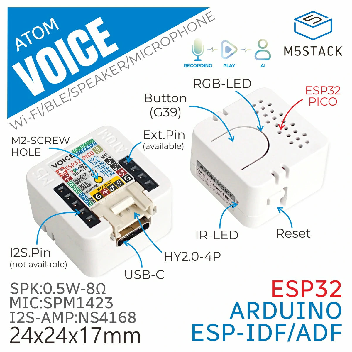 ATOM Voice Smart Speaker Development Kit - m5stack-store