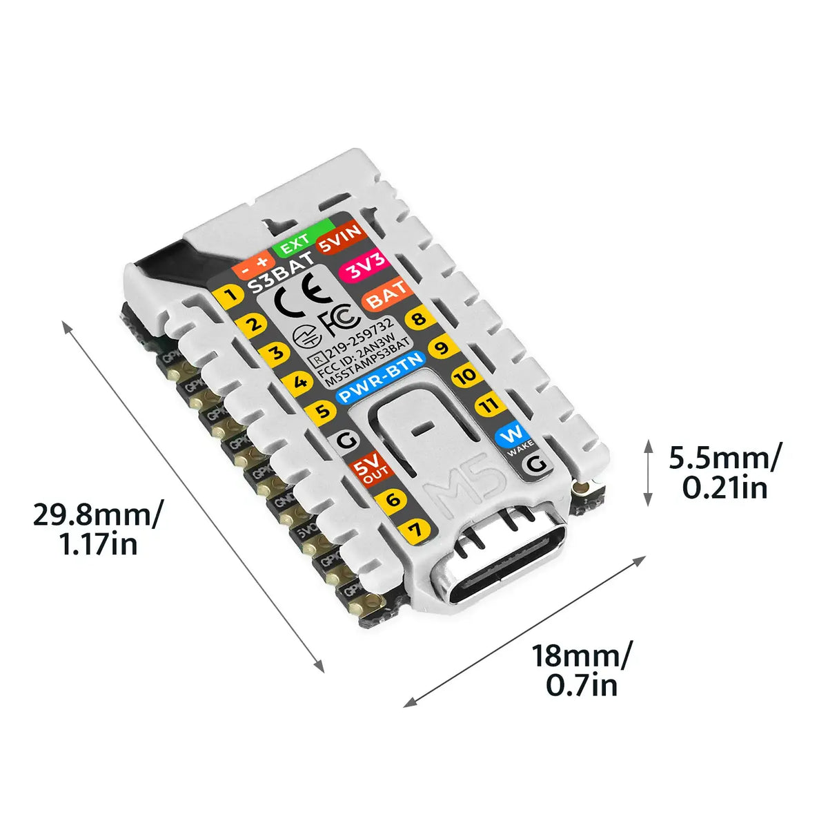 M5StampS3 BAT Module with Battery Connector - m5stack-store