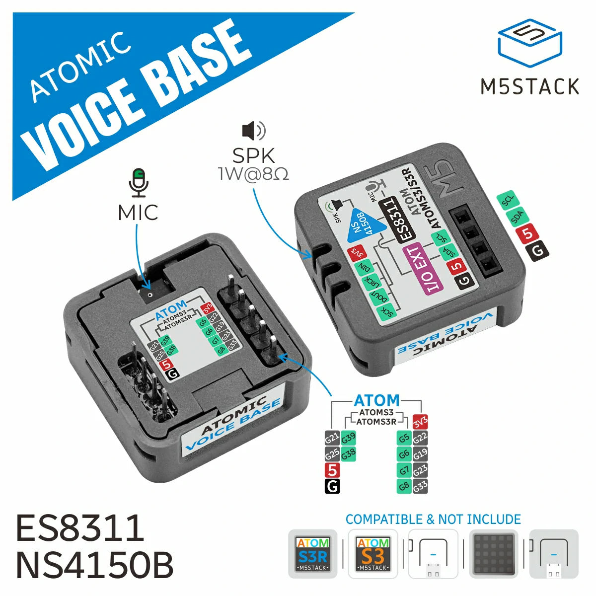 Atomic Voice Base with Microphone and Speaker - m5stack-store