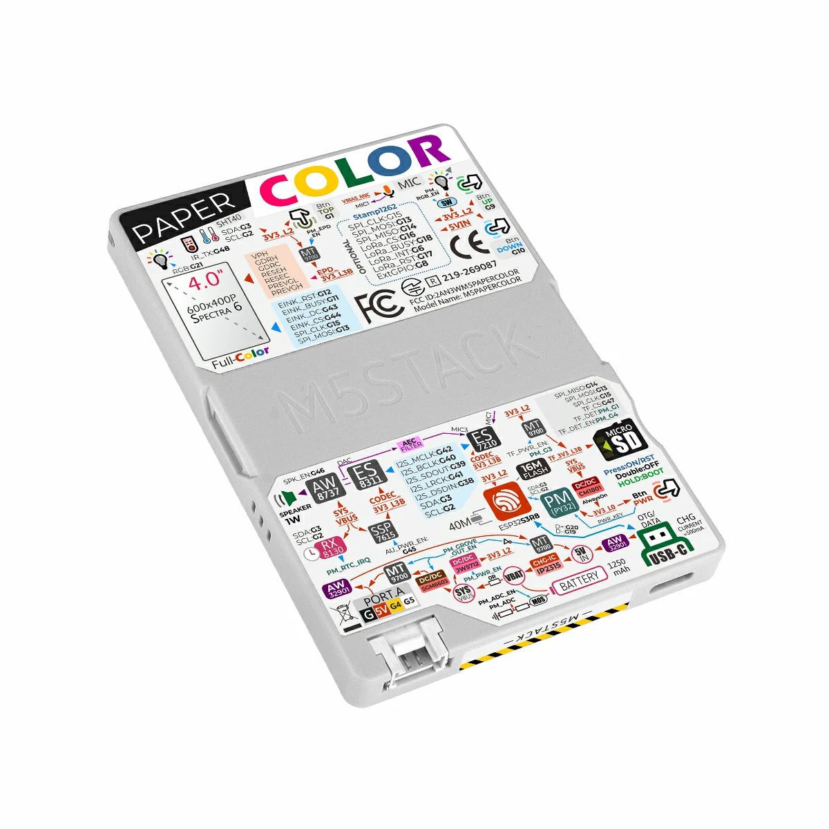 M5Paper Color ESP32S3 Dev Kit (600x400, 4" SPECTRA 6 eInk Display) - m5stack-store