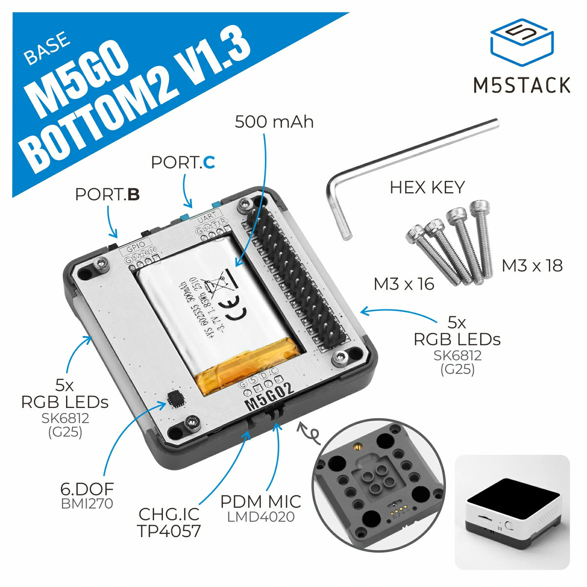 M5GO Battery Bottom2 (for Core2 only) V1.3