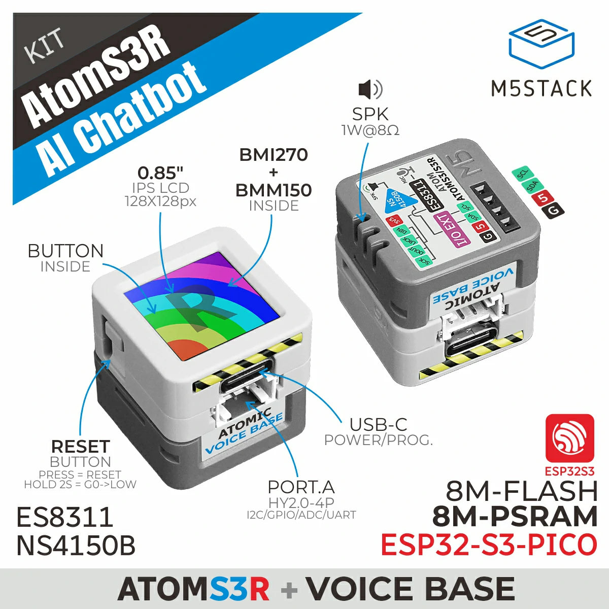 AtomS3R AI Chatbot Kit (8MB PSRAM) - m5stack-store
