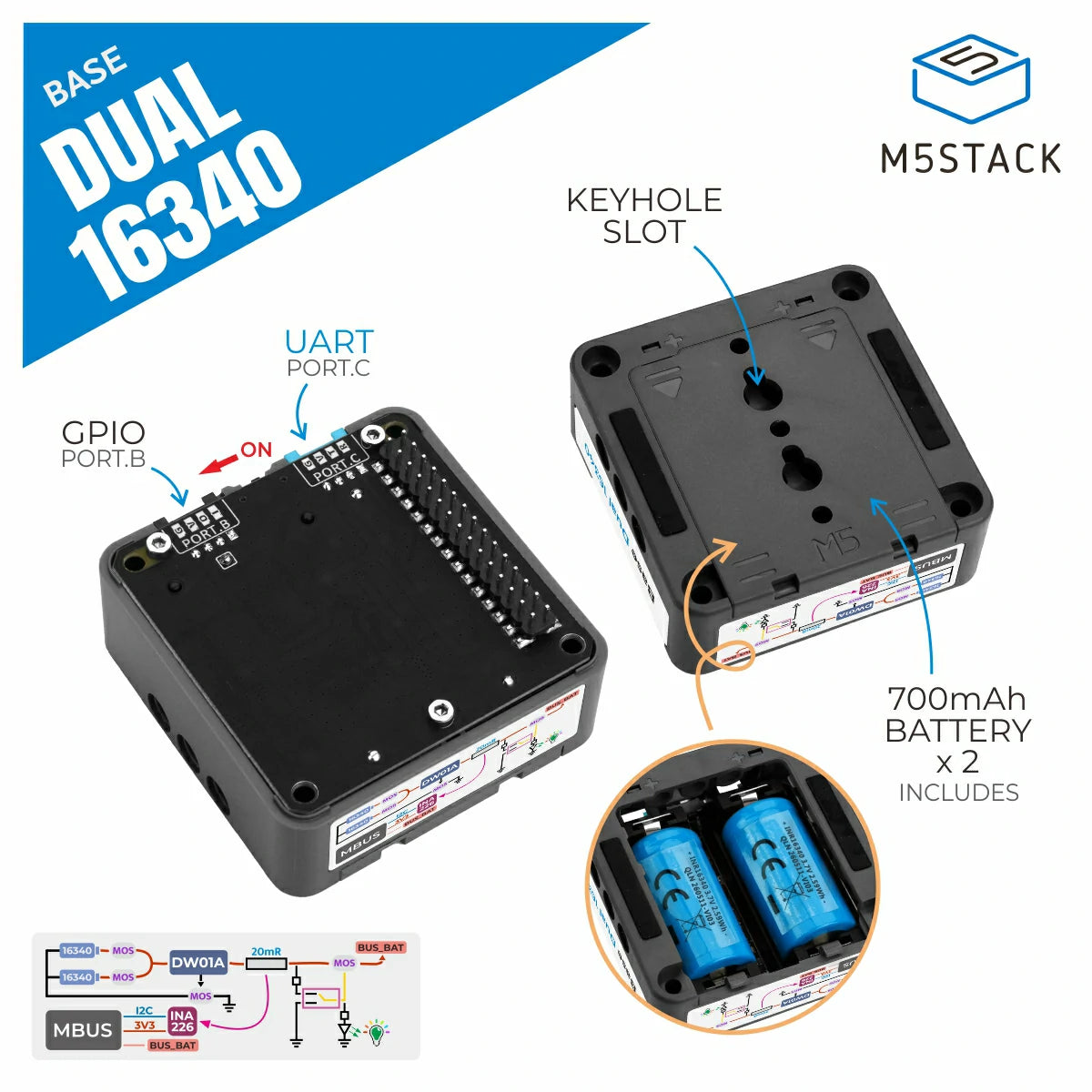 Base Dual 16340 (1400 mAh)