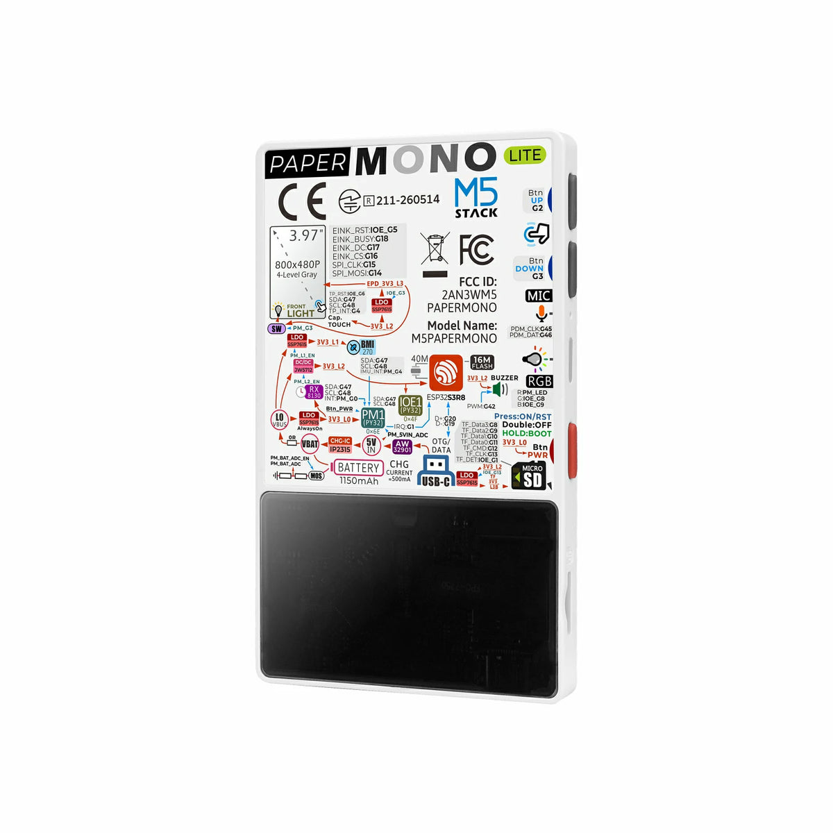 PaperMono Lite Dev Kit (800x480, 3.97" e-Ink Display)