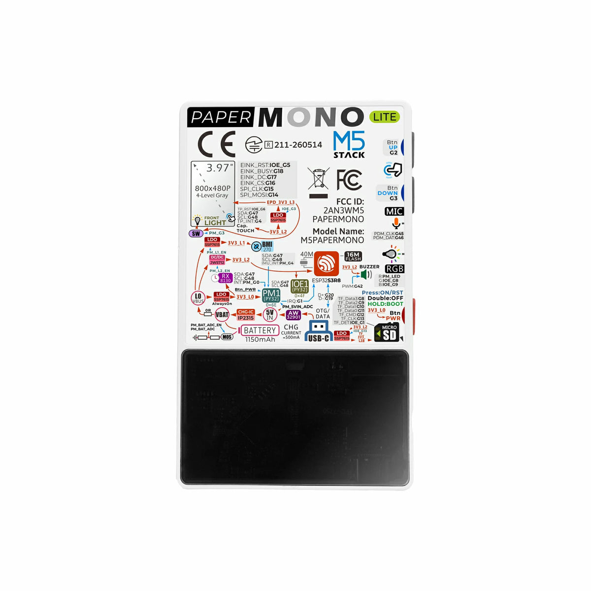 PaperMono Lite Dev Kit (800x480, 3.97" e-Ink Display)