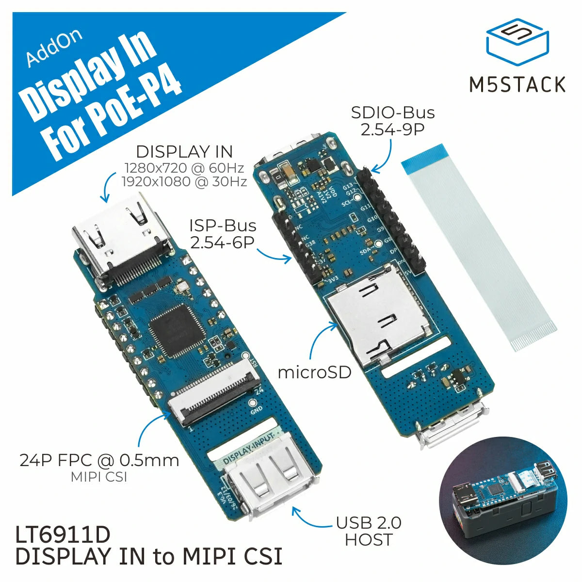 Add-on Display In for PoE-P4 (LT6911D)