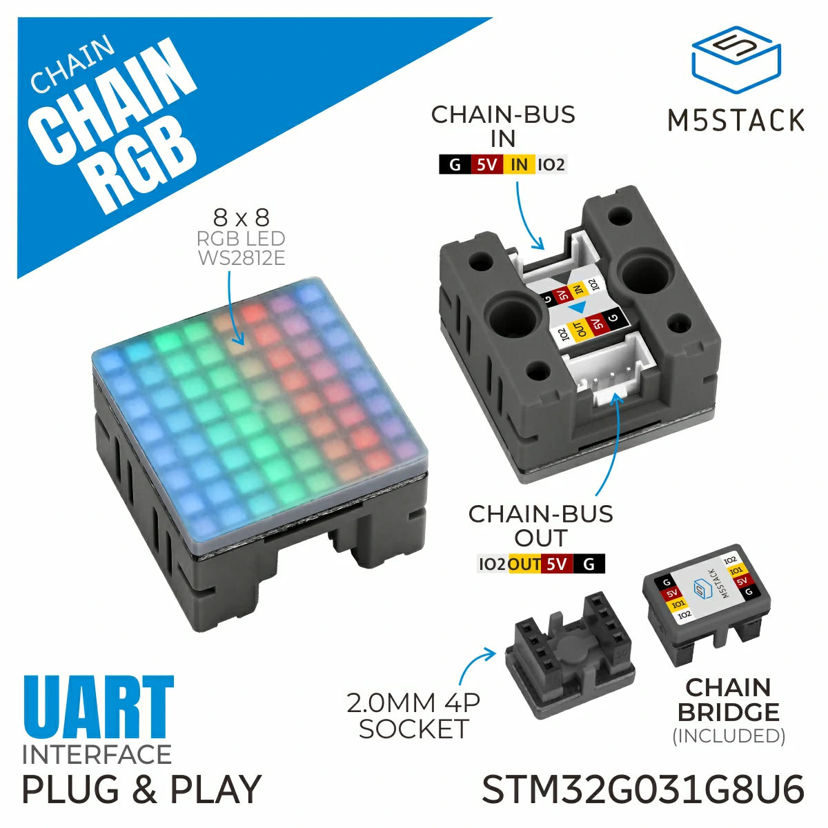 Chain RGB Matrix with 8x8 LEDs