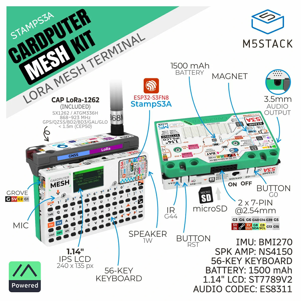 Cardputer Mesh Kit for Meshtastic (ESP32-S3)