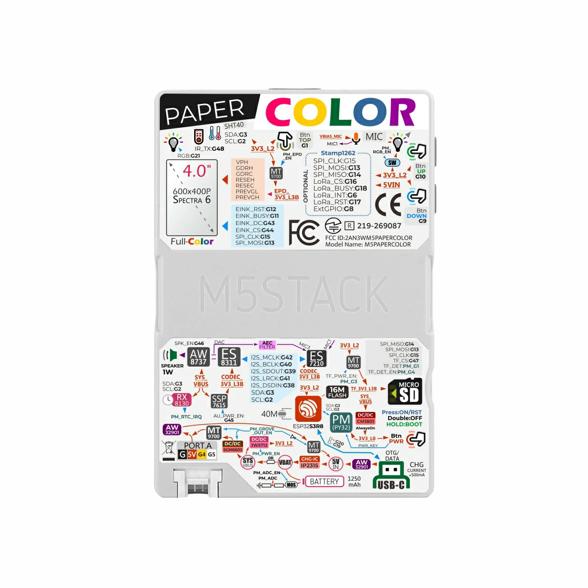 M5Paper Color ESP32S3 Dev Kit (600x400, 4" SPECTRA 6 eInk Display)