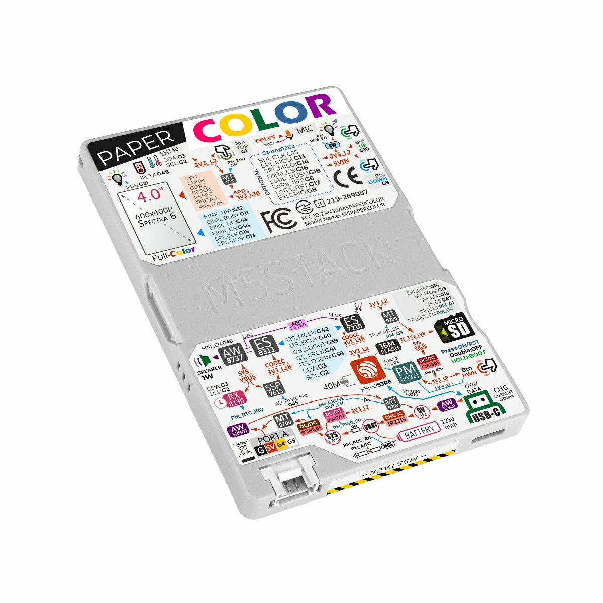M5Paper Color ESP32S3 Dev Kit (600x400, 4" SPECTRA 6 eInk Display)