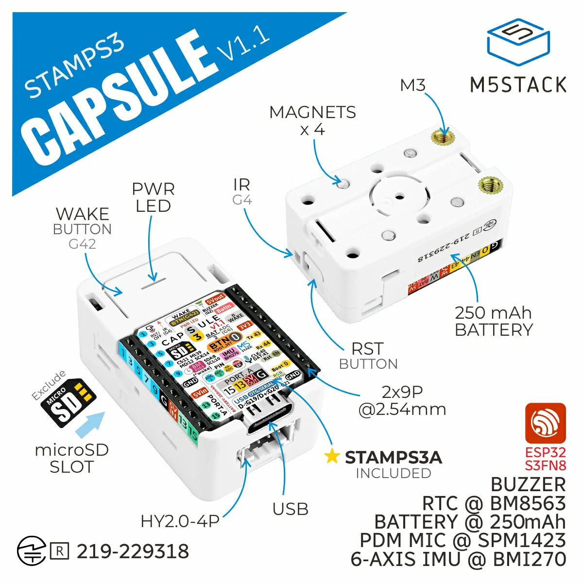 M5Stack Capsule Kit v1.1 with M5StampS3A