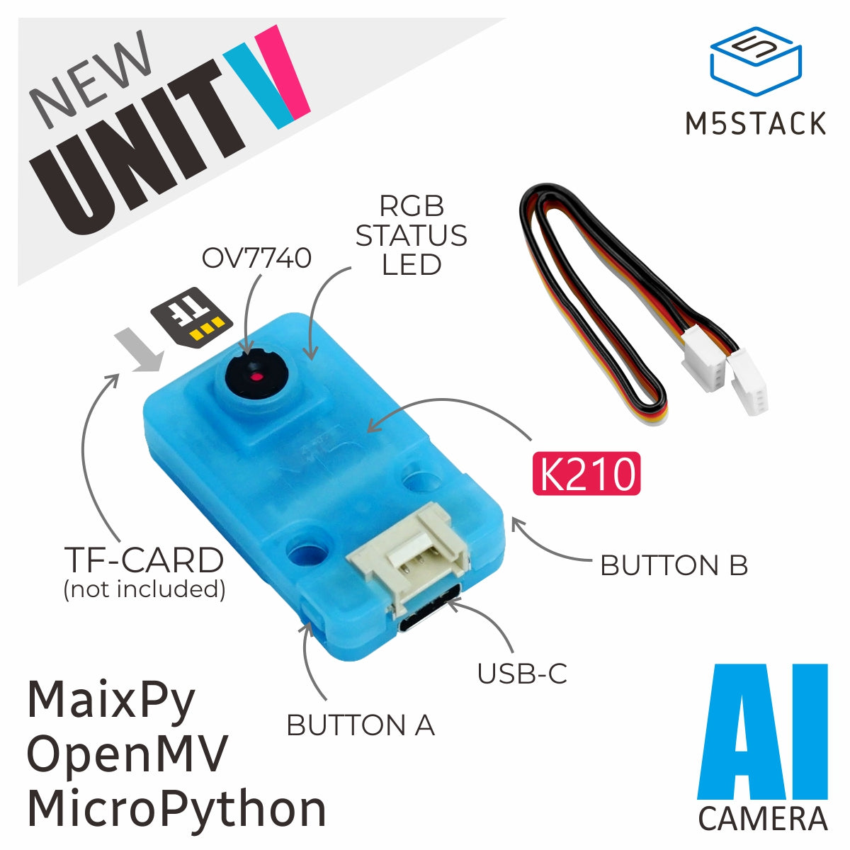 UnitV K210 Edge Computing AI Camera(OV7740)