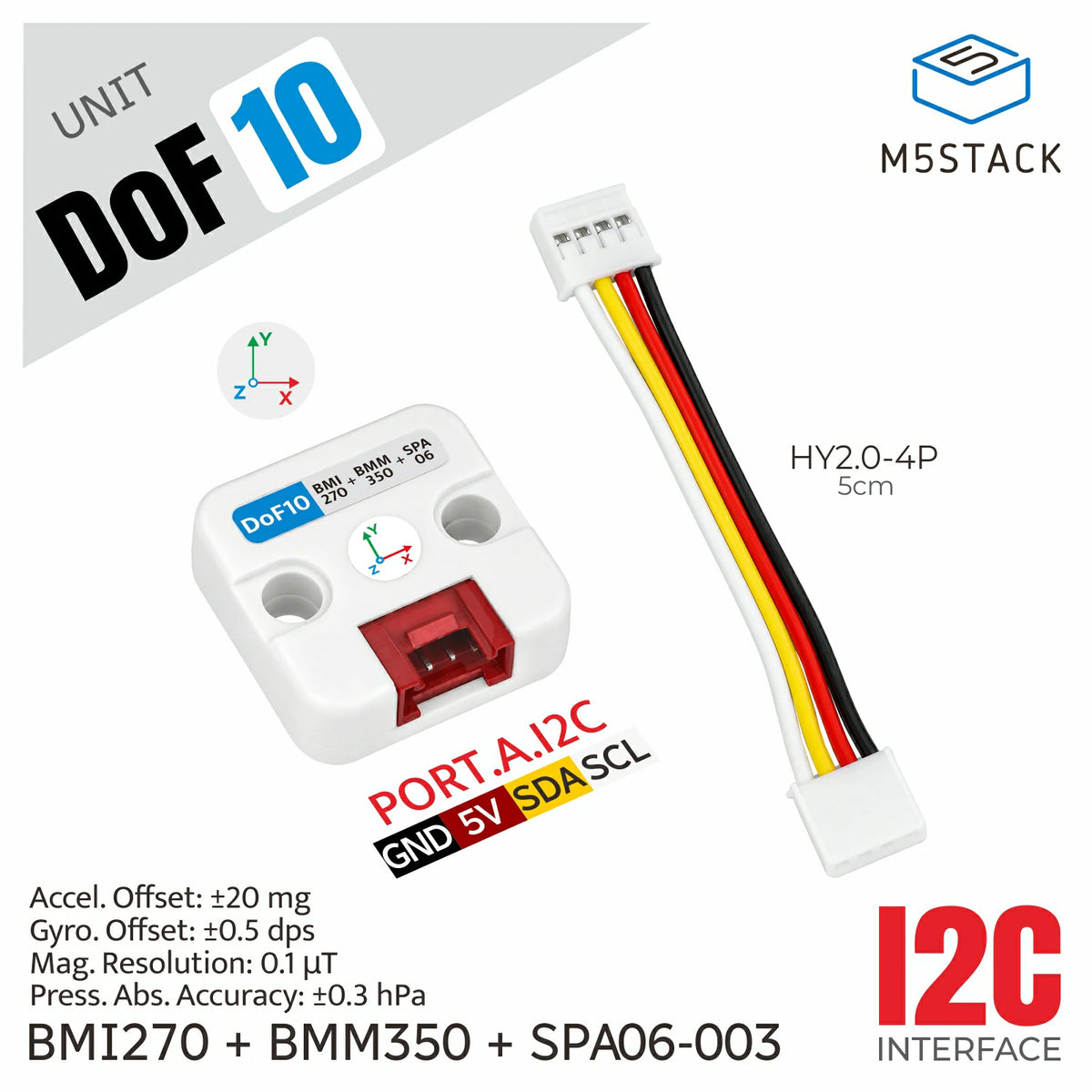 10-DoF IMU Unit (BMI270, BMM350, SPA06-003)